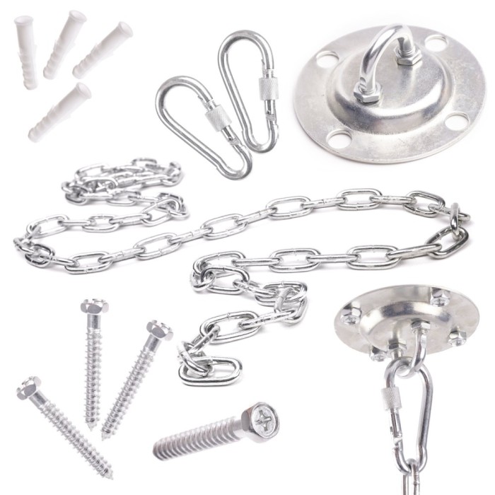 Set de montaj pentru leagan sau hamac &ndash; suport tavan, lant 150 cm, otel zincat