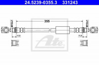 Conducta / cablu frana FIAT SCUDO platou / sasiu (272, 270) (2007 - 2016) ATE 24.5239-0355.3 foto