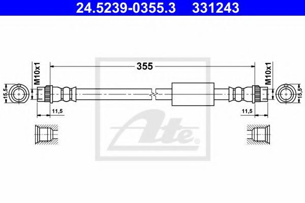 Conducta / cablu frana FIAT SCUDO platou / sasiu (272, 270) (2007 - 2016) ATE 24.5239-0355.3