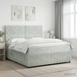 Cumpara ieftin Pat boxspring cu saltea Gri deschis 160 x 200 cm Catifea