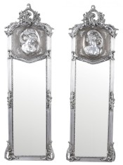 Set doua oglinzi Rococo cu rama argintie CAT207E