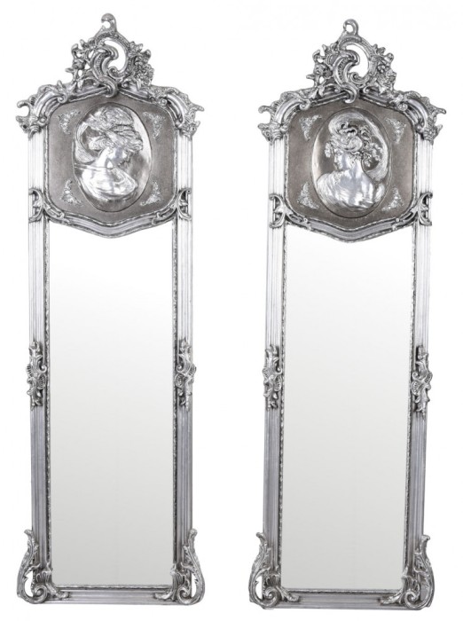 Set doua oglinzi Rococo cu rama argintie CAT207E