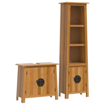 Set mobilier de baie, 2 piese, lemn masiv de pin foto