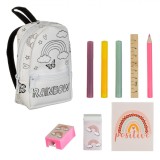 Set școlar, Mini Rucsac, 8 Piese, Multicolor, 7.5x3x10cm, Oem