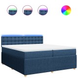 Cumpara ieftin Pat box spring cu saltea, albastru, 200x200 cm, textil