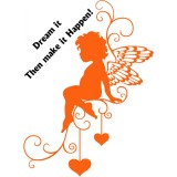 Sticker decorativ Valentine&#039;s Day, Inger, Portocaliu, 85 cm, 1159ST-11
