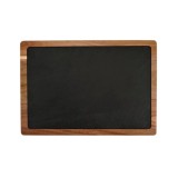 Set de Servire Elegant din Piatra Ardezie cu Suport din Lemn de Acacia 33 x 23 cm Handy KitchenServ