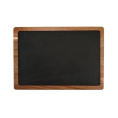 Set de Servire Elegant din Piatra Ardezie cu Suport din Lemn de Acacia 33 x 23 cm Handy KitchenServ