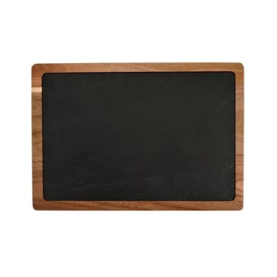 Set de Servire Elegant din Piatra Ardezie cu Suport din Lemn de Acacia 33 x 23 cm Handy KitchenServ foto