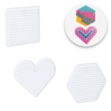 Set Plăci Baze Mărgele Iron On, 3 Forme, Alb, Plastic