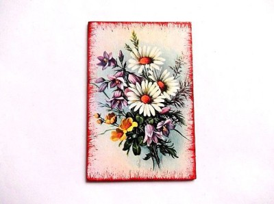 Magnet flori albe, violet si galbene, magnet frigider 36002 foto