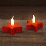 Opait LED Stea Efect Flacara, Suport Rosu, Baterii Incluse CR2032, 2 Bucati