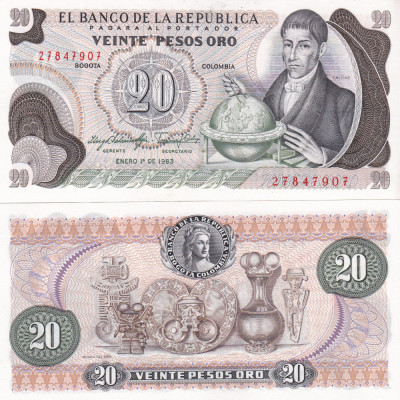 Columbia 20 Pesos Oro 01.01.1983 UNC foto