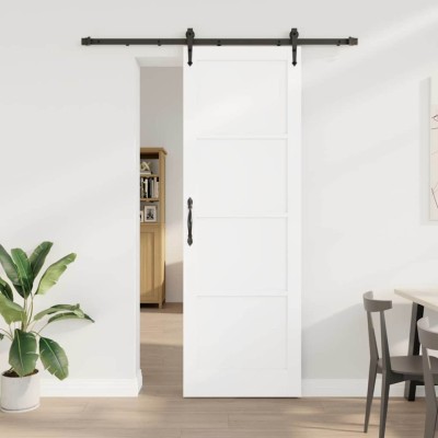 Ușă glisantă cu set de accesorii alb 78x232 cm din lemn solid de pin foto