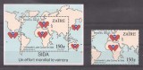 Zaire 1989 Fight Against AIDS stamp + perf. sheet MNH DA.024, Nestampilat