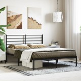Gossi cadru de pat metalic cu tablie, negru, 135x190 cm