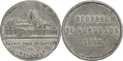 - Medalie, Olanda - 1864 (16 VIII), Deschiderea Palatului Volksvlijt foto