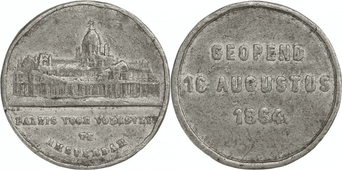 - Medalie, Olanda - 1864 (16 VIII), Deschiderea Palatului Volksvlijt