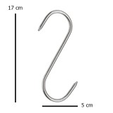 Set 3 Carlige Afumatoare Carne Inox 17cm IdeallStore&reg; Macelarie, Rezistente, Argintiu