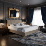 Cumpara ieftin Pat Elegance 180x200 cm Tapitat Catifea Camel Somiera Inclusa (cod ML 2001)