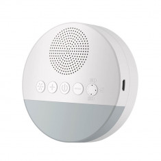 Dispozitiv sunete albe Edman A1, 20 sunete HD pentru bebelusi si adulti, reincarcabil, timp personalizat, lumina de veghe, White Noise, Alb