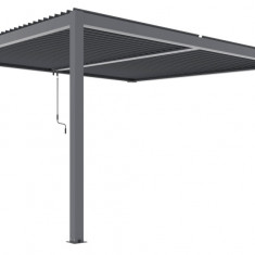 Pergola X Bioclimatica, Pavilion 3x4x2.3metri cu LED, prindere pe casa, Premium, Aluminiu