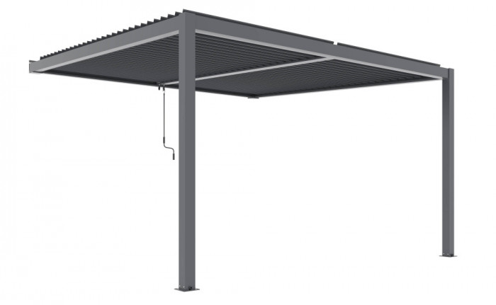 Pergola X Bioclimatica, Pavilion 3x4x2.3metri cu LED, prindere pe casa, Premium, Aluminiu