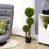 HOMCOM Plante artificiale decorative buxus taiat sferic in ghiveci, plante artificiale pentru decor de interior si exterior, 90 cm