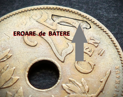 Moneda istorica 25 CENTIMES - BELGIA, anul 1928 *cod 3237 = EROARE BATERE! foto