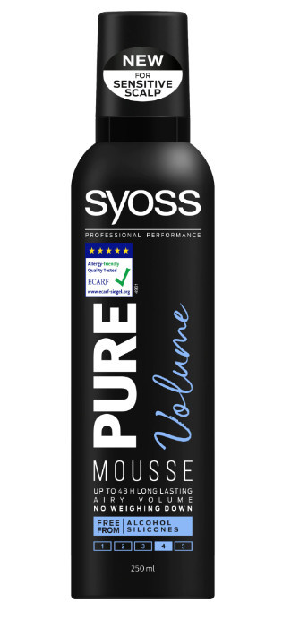 Spuma modelatoare Syoss Pure Volume pentru volum aerisit de lunga durata, 250 ml