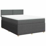 Cumpara ieftin Pat continental cu saltea, gri inchis, 160x200 cm, tesatura