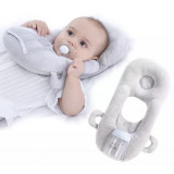 Perna alaptare portabila bebelusi cu suport de biberon detasabil, ANTADESIM, din catifea, 27 x 45 x 5 cm, Gri