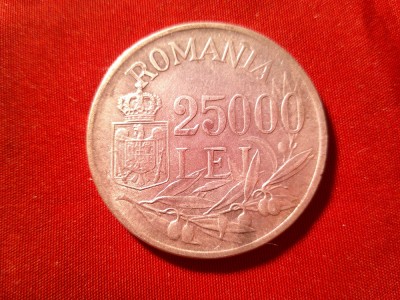Moneda 25 000 lei 1946 Mihai I , argint , cal. F.Buna - AUNC foto