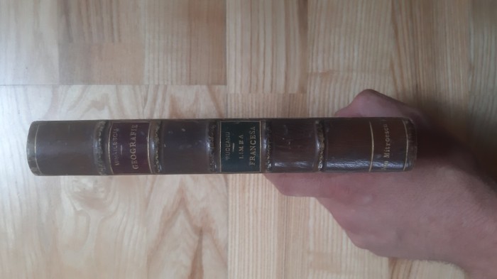Nicolae Michailescu - Cursu Elementaru de Geografie ( 1885 ) manual scolar de clasa vechi Mihailescu coligat cu Stefan Rudeanu Limba franceza 1883