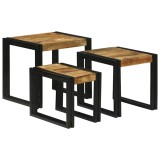 vidaXL Set de mese nesting - 3 piese din lemn masiv de mango
