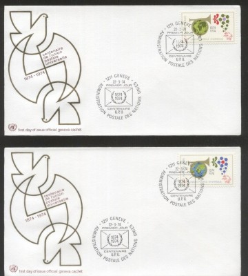 UN Geneva 1974 UPU centenary Mi.39-40 FDC UN.089 foto