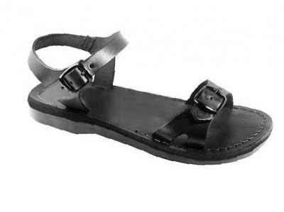 Sandale Dama din Piele Gladiator Slim Negre foto