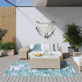 VidaXL Covor de exterior, acvamarin/alb, 100x200 cm, design reversibil