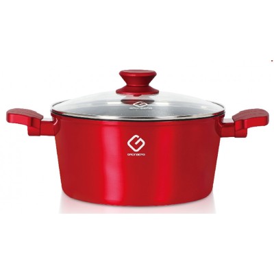 Cratita din aluminiu Grunberg, ceramica marmorata, 6 l, 28 x 12.5 cm, capac, compatibila cu plita inductie foto
