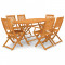 Set mobilier de exterior pliabil, 7 piese, lemn masiv de acacia