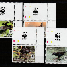 Cook Islands 2014-Fauna,WWF,Pasari,serie (partea I) 4 val.dant.,cu vigneta WWF