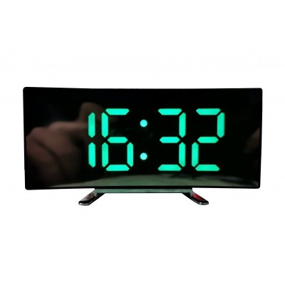 Ceas digital de masa elSales Mini TV cu LED verde, termometru, functie 12/24 h, oglinda foto
