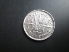 Australia _ 3 pence _ 1940 _ moneda din argint foto