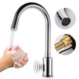 Robinet electric Cuantis, senzor IR, rece-cald, inox, cap 360&deg;, aerator fagure, AC/DC, furtune incluse