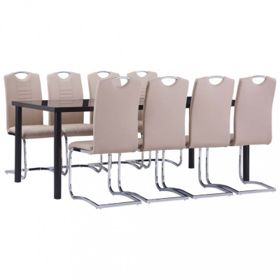 vidaXL Set mobilier de bucătărie 9 piese cappuccino piele ecologică foto