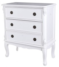 Comoda din lemn masiv alb cu trei sertare FRF120