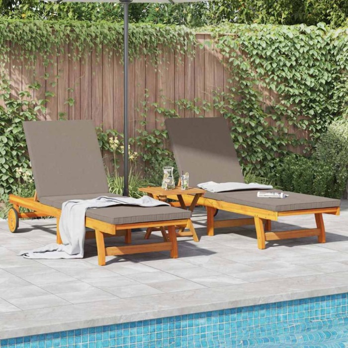 vidaXL Șezlong 2 pcs Maro 63 x 199 x 85cm Lemn masiv de acacia 3325197