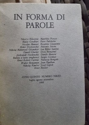 In Forma di Parole - Anno Quinto Numero Terzo 1984 foto