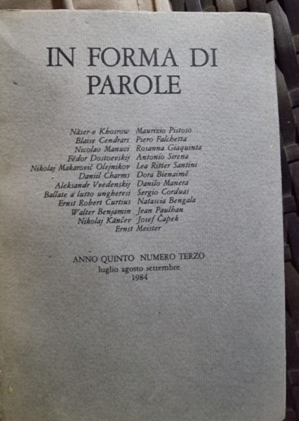 In Forma di Parole - Anno Quinto Numero Terzo 1984