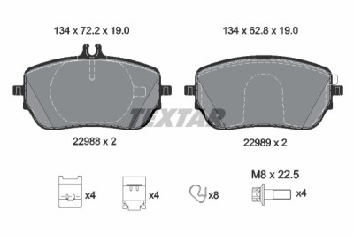 TEXTAR 2298801 set placute frana,frana disc foto